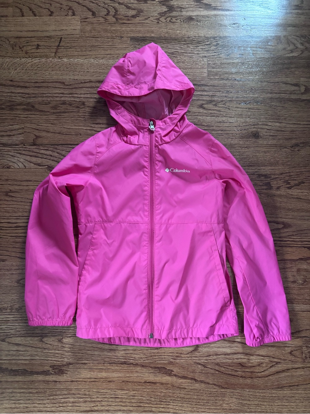 Columbia Girls' Bright Pink Hooded Rain Jacket